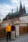 Friends posing in front of Prague Castle.