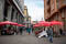 Red umbrellas marketplace.